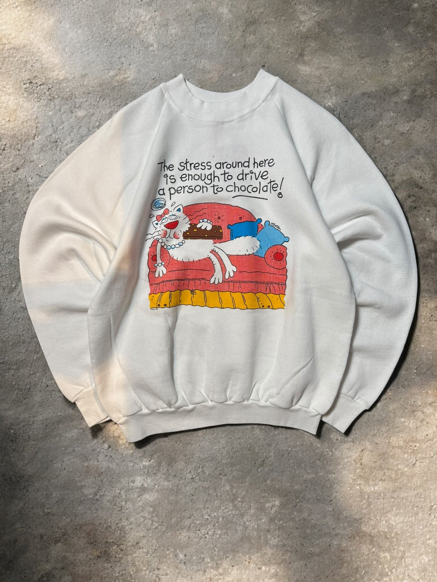 '90s Stressed Cat Crewneck Sz. L
