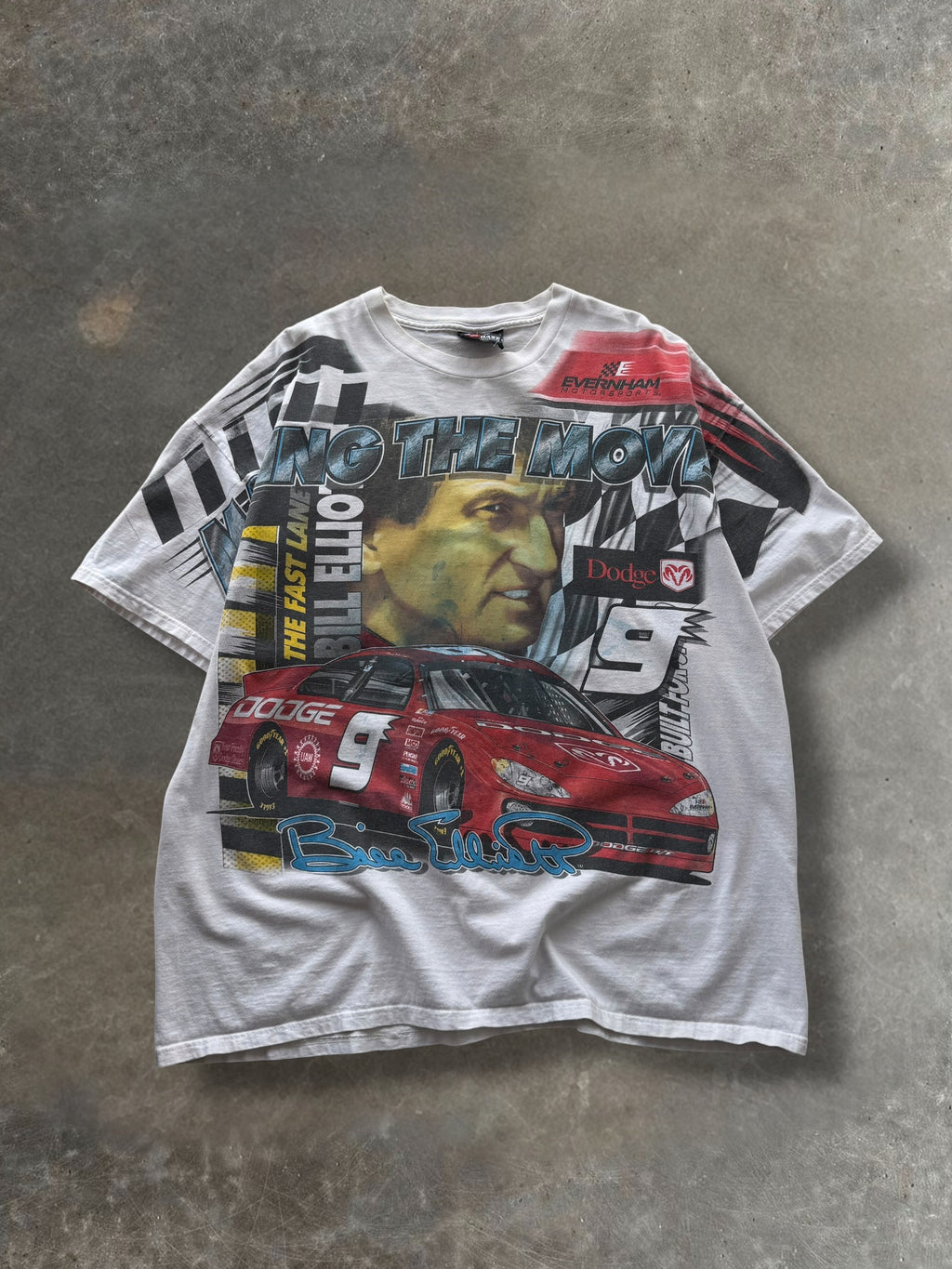 '90s Bill Elliott Nascar AOP Tee Sz. XL