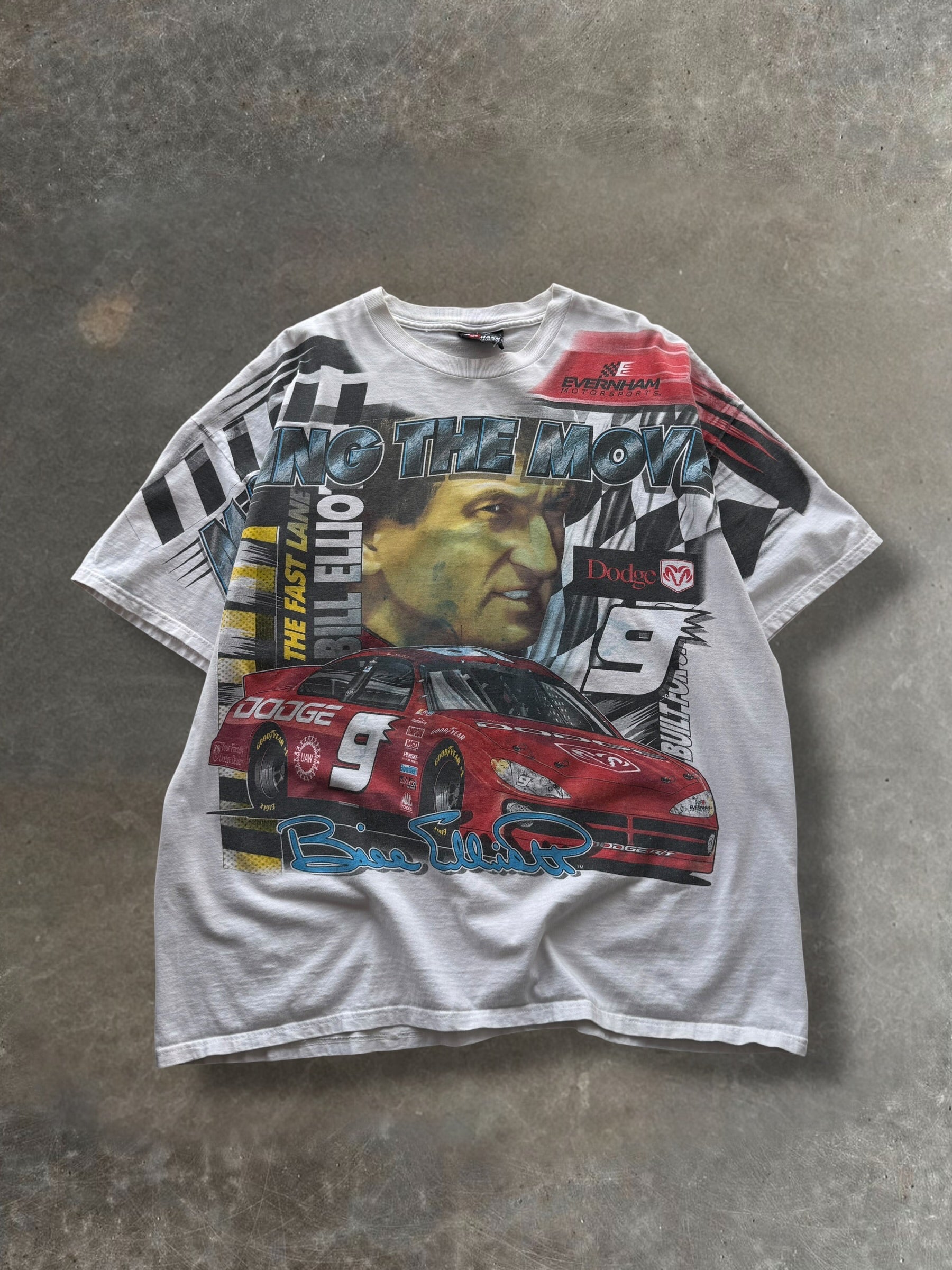 '90s Bill Elliott Nascar AOP Tee Sz. XL