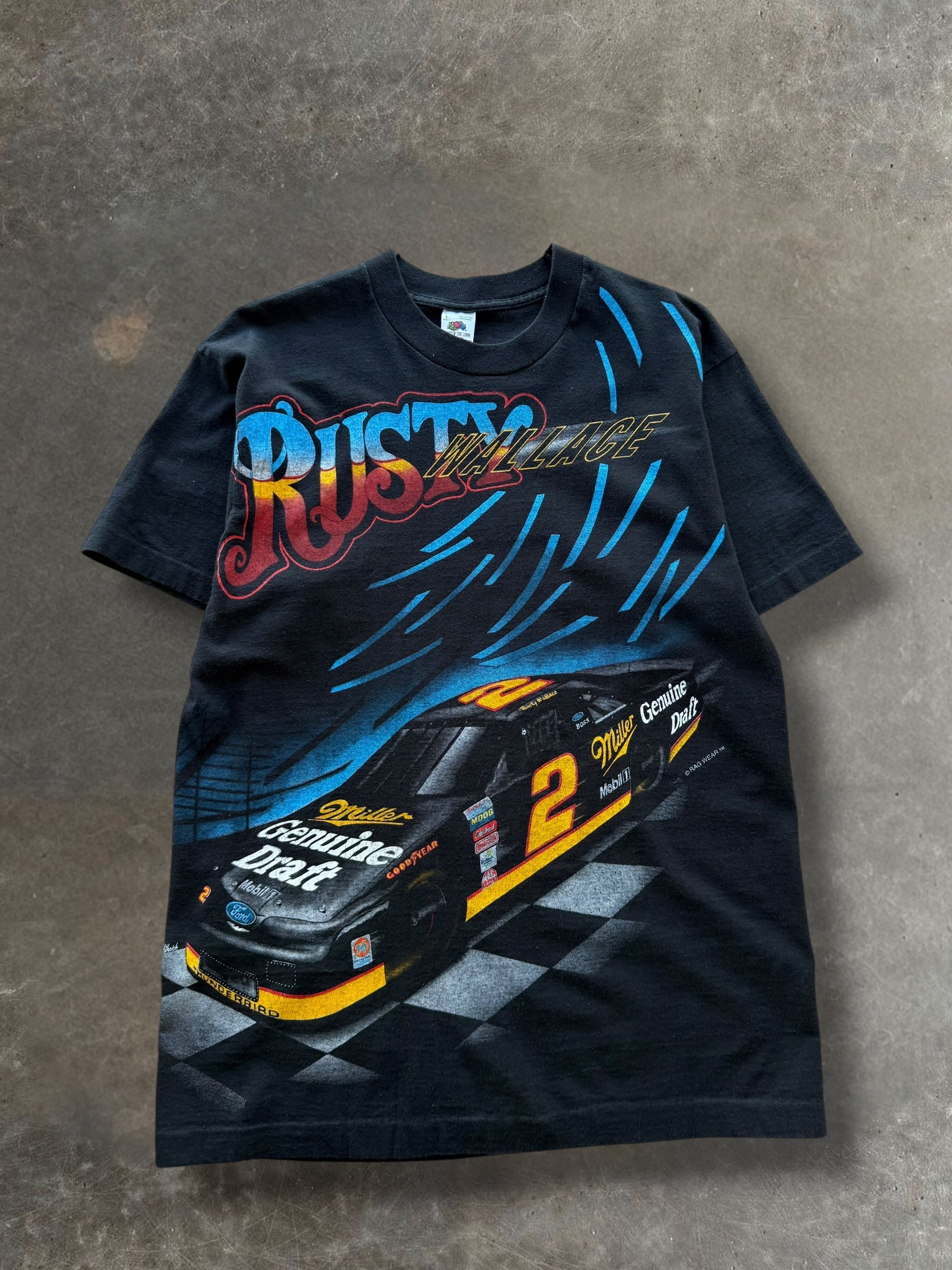 '90s Rusty Wallace Nascar AOP Tee Sz. L