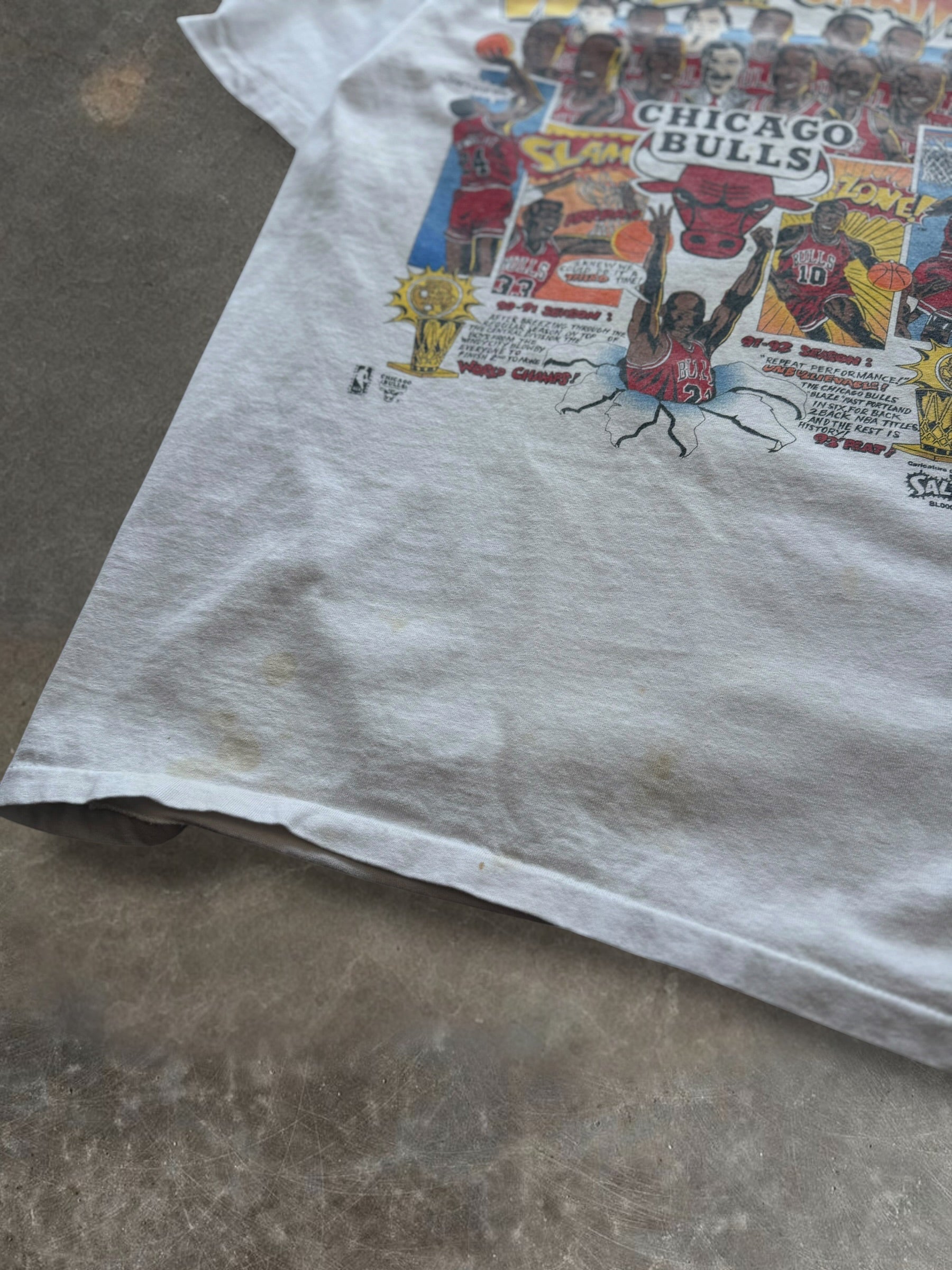 '93 Bulls World Champs Comic Tee Sz. L