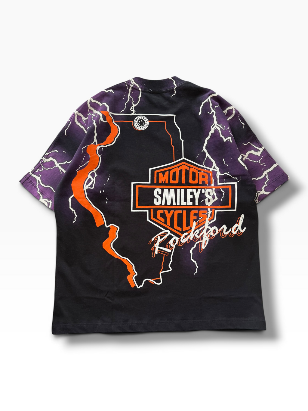Vintage Biker Inspired Lightning AOP Tee Sz. M-XL