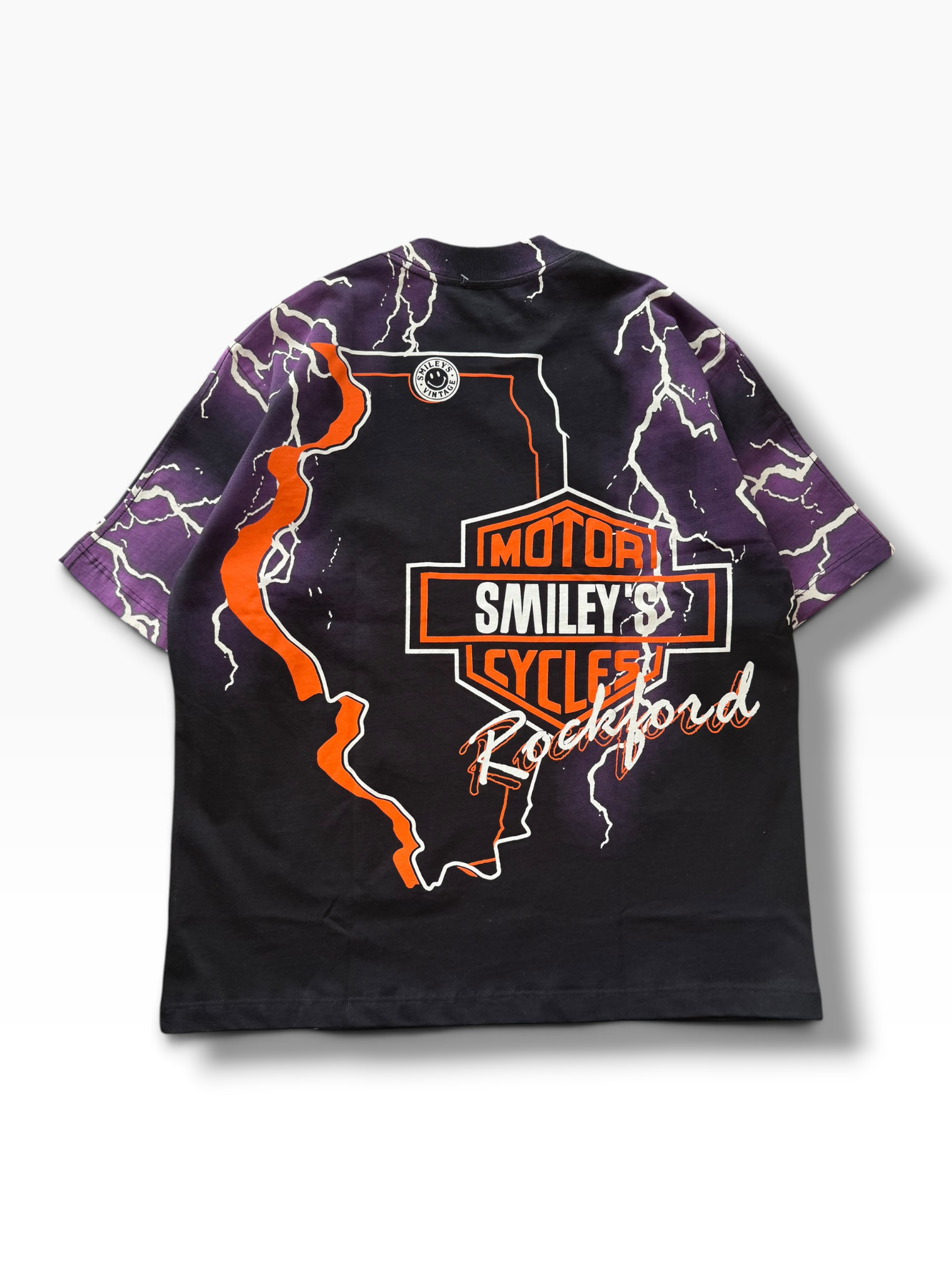 Vintage Biker Inspired Lightning AOP Tee Sz. M-XL
