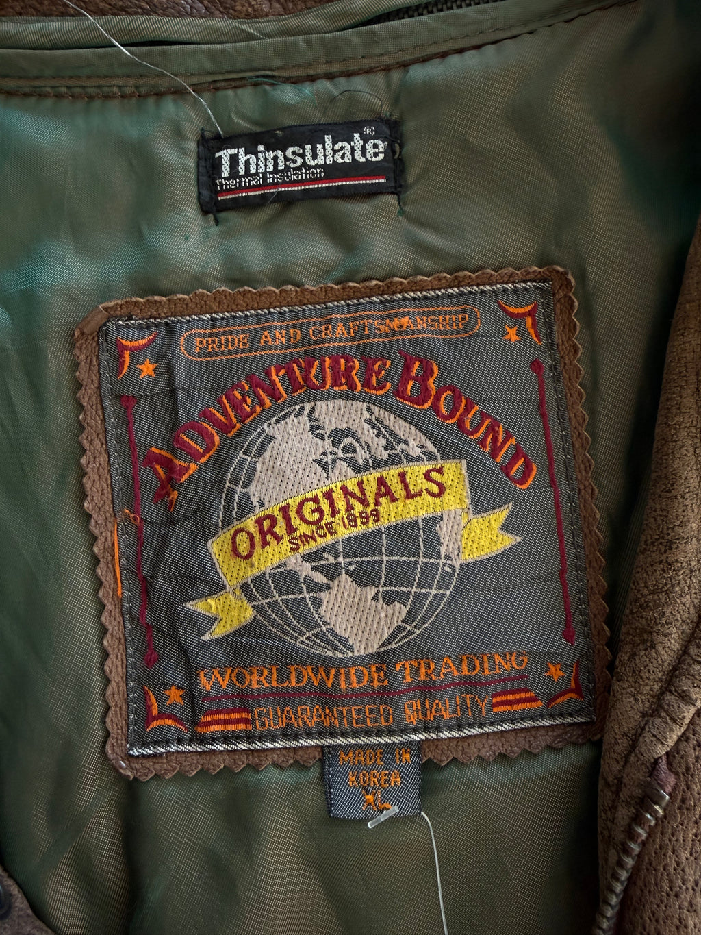'90 Adventure Brown Leather Bomber Jacket Sz. XL