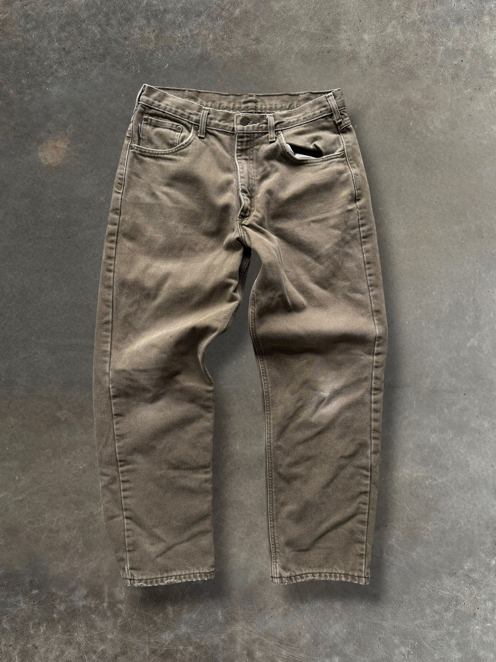 '90s Olive Green Flannel Lined Carhartt Pants Sz. 33x30