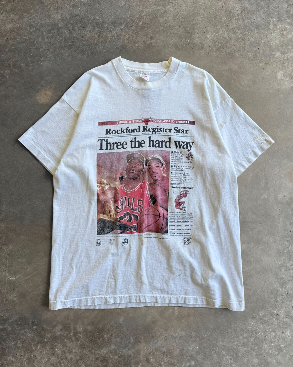 90s Chicago Bulls Newspaper Tee Sz. XL