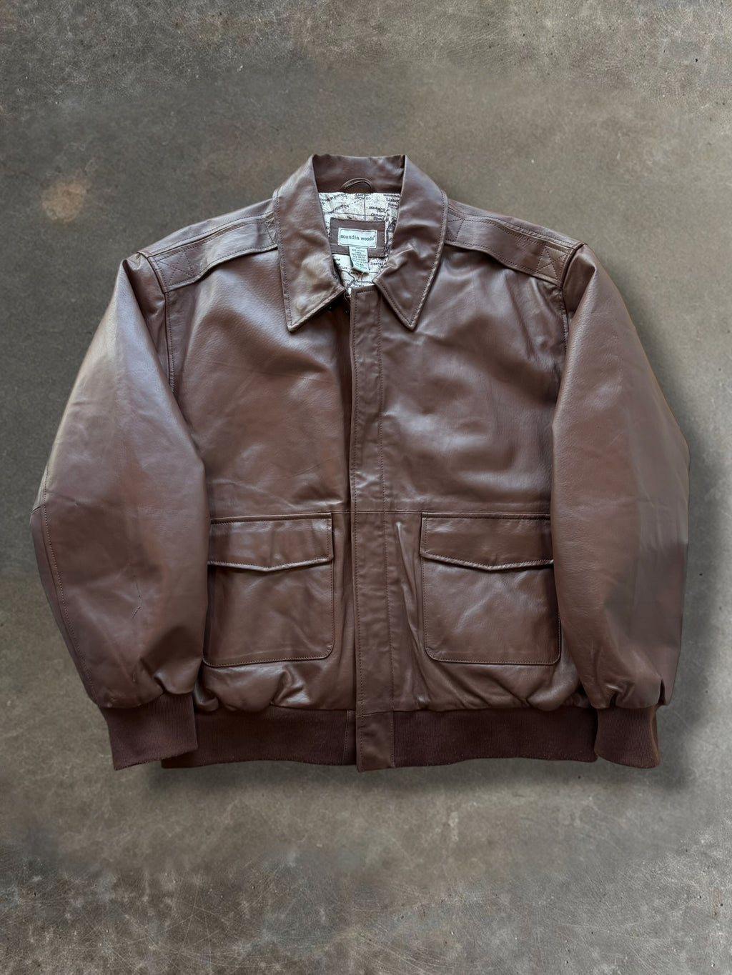 '00s Scandia Woods Leather Flight Jacket Sz. XL