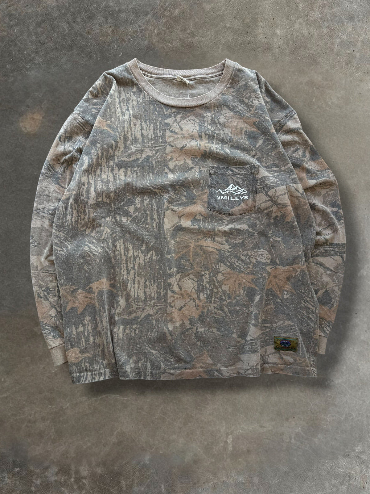 '90s Smileys Real Tree Camo "Vintage Print Over" Long Sleeve Sz. XXXL