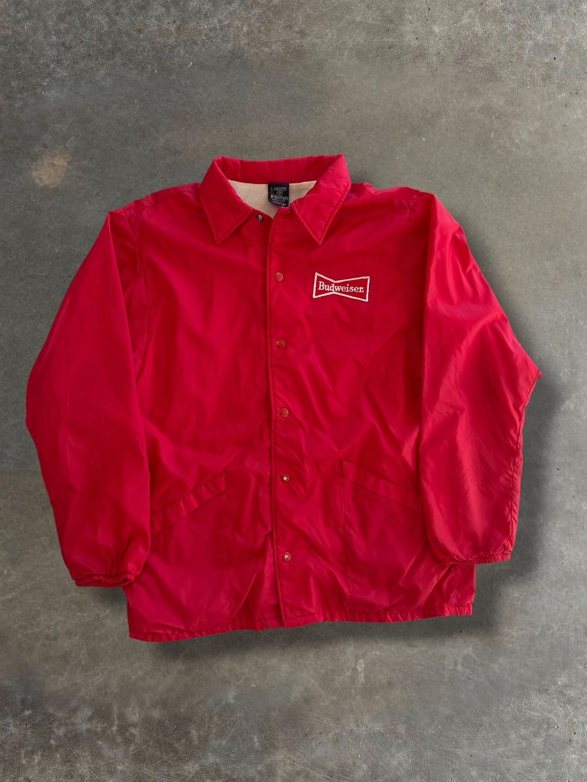 80s Budweiser Red Snap-Front Coach Jacket Sz. L