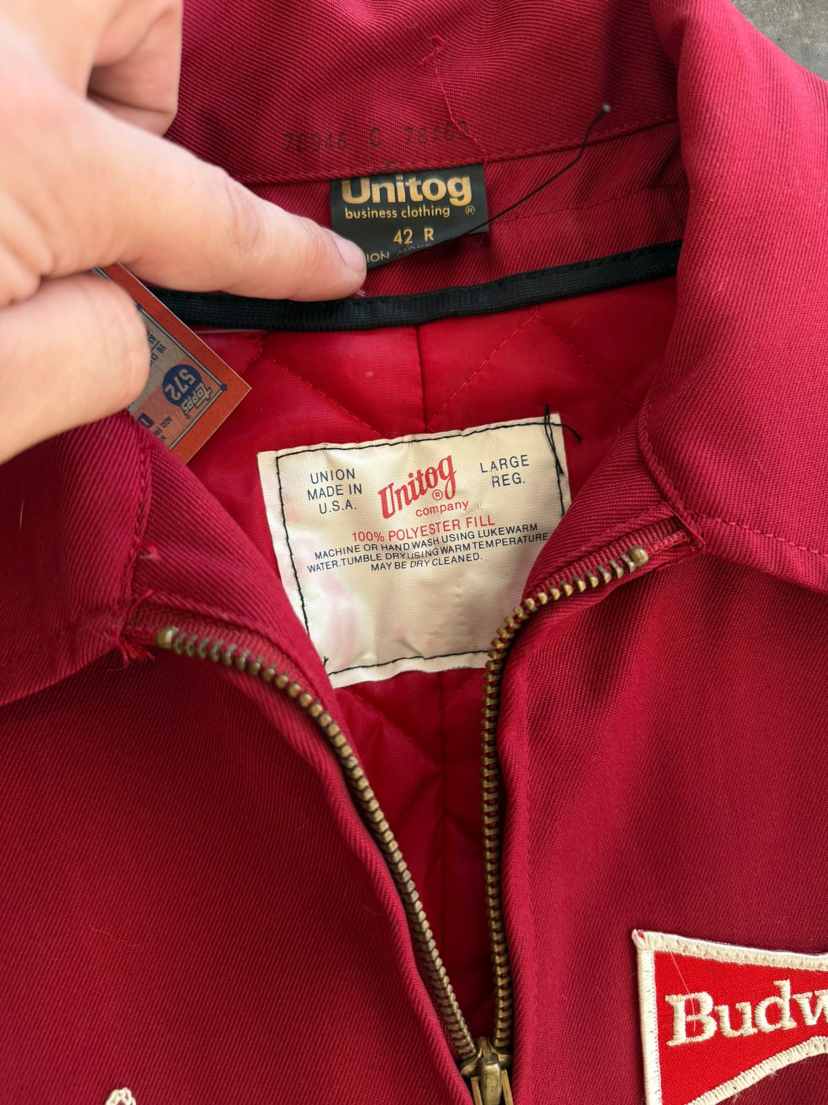 70s Budweiser Red Work Jacket Sz. L