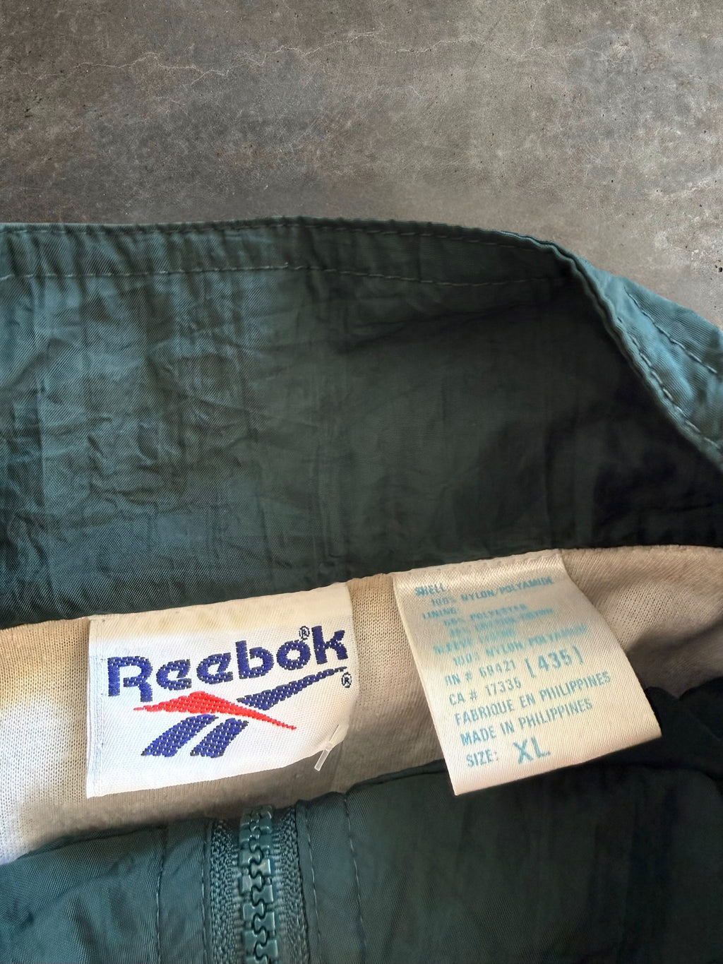 90s Reebok Green & White Full-Zip Windbreaker Sz. XL