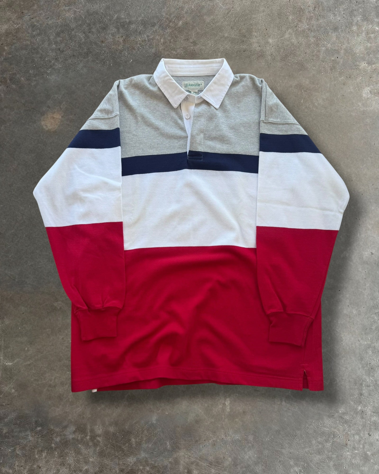 '90s St.John's Bay Rugby Long Sleeve Polo Sz. XL