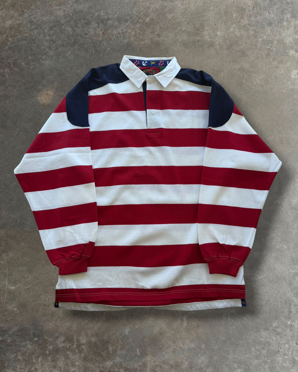 '90s Boston Traders Rugby Long Sleeve Polo Sz. XL