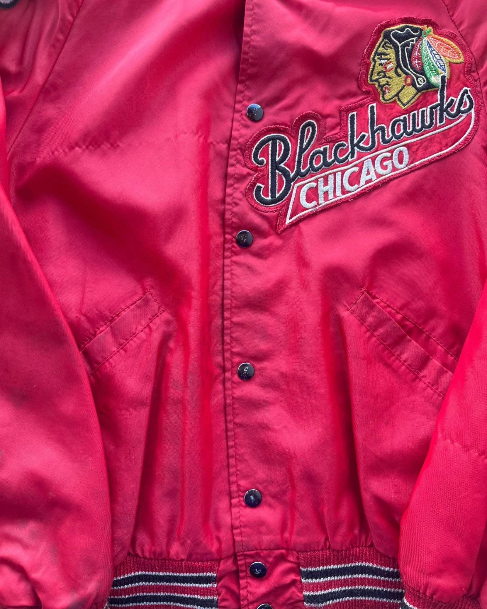 '60s Chicago Blackhawks Nylon Satin Jacket Sz. M
