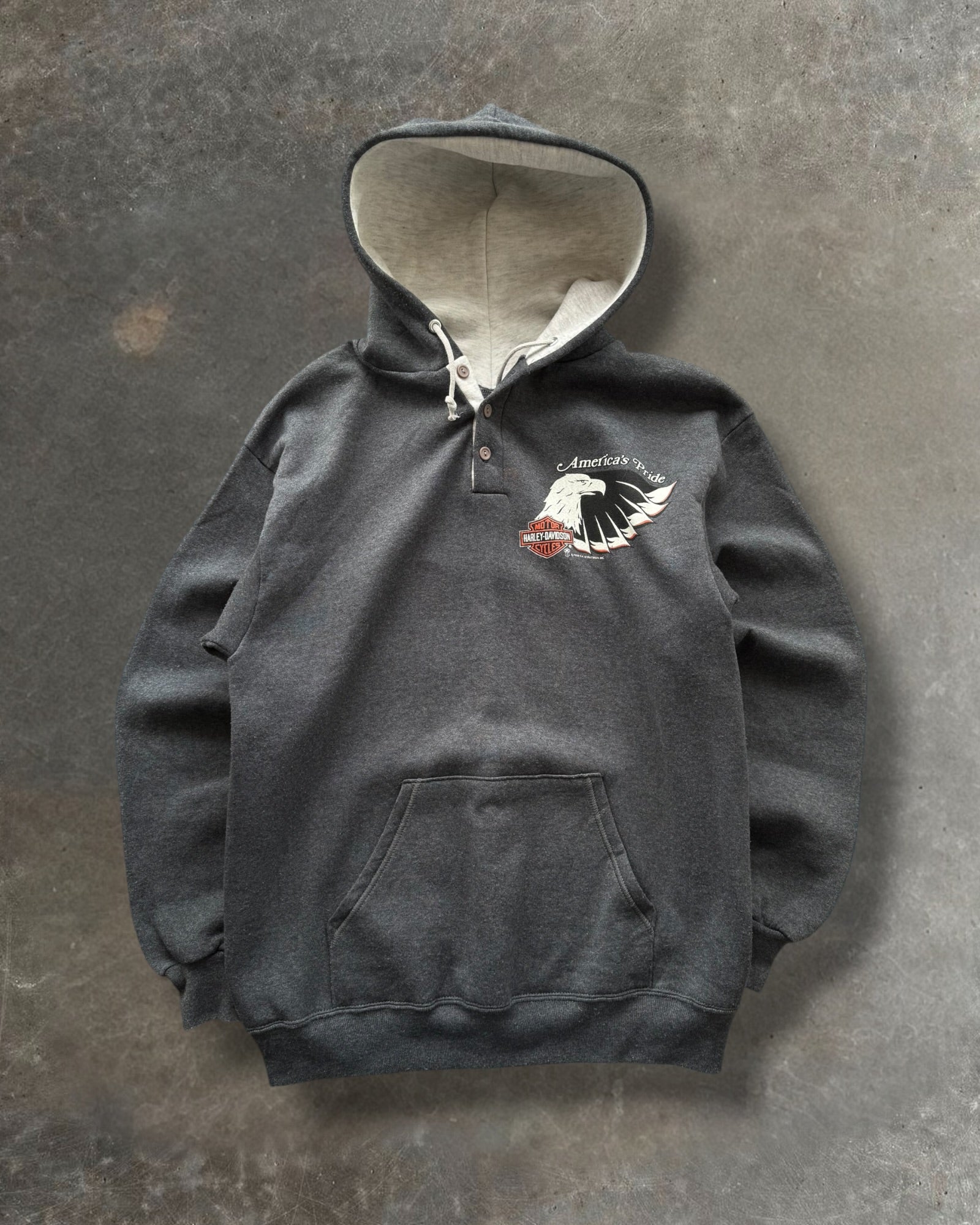 Harley Davidson 80s パーカー　フェード　usa製　Ｌ 80s Chicago Harley Davidson Hoodie Sz. XL – Smiley's Vintage Supply