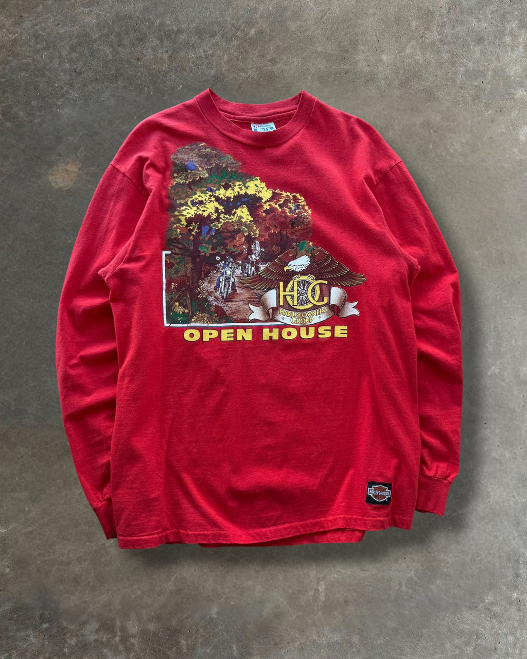'80s Open House Harley Davidson Long Sleeve Tee Sz. XL