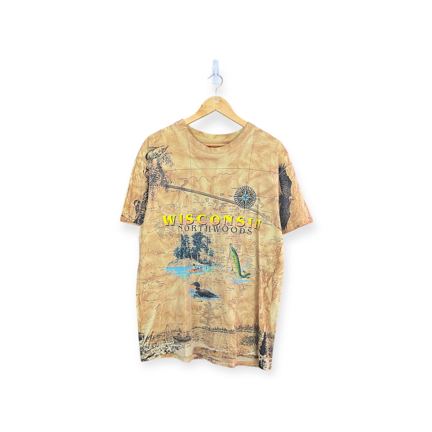 90s Wisconsin AOP Map Tee Sz. L