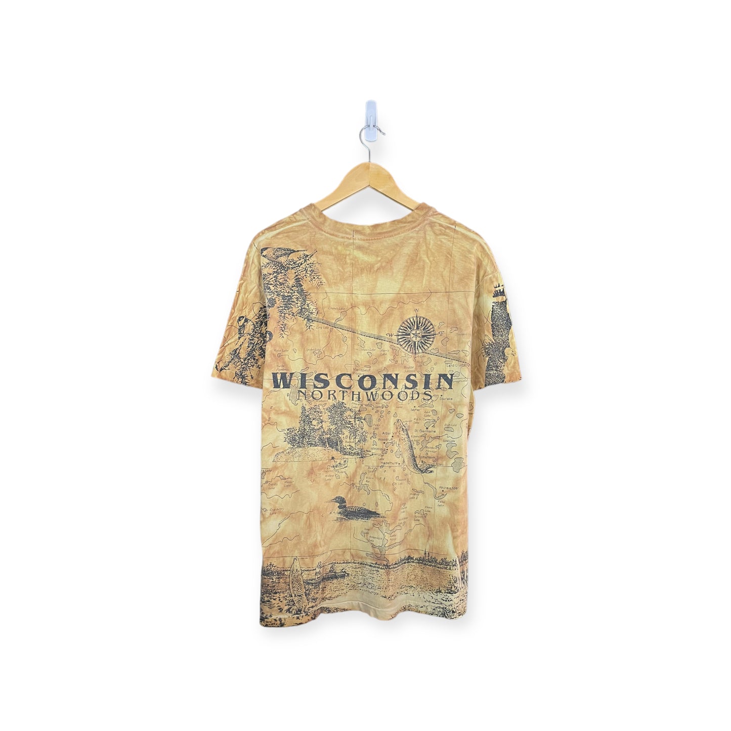 90s Wisconsin AOP Map Tee Sz. L