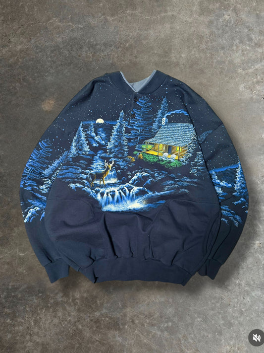 '90s Winter Nature Button crewneck Sz. L