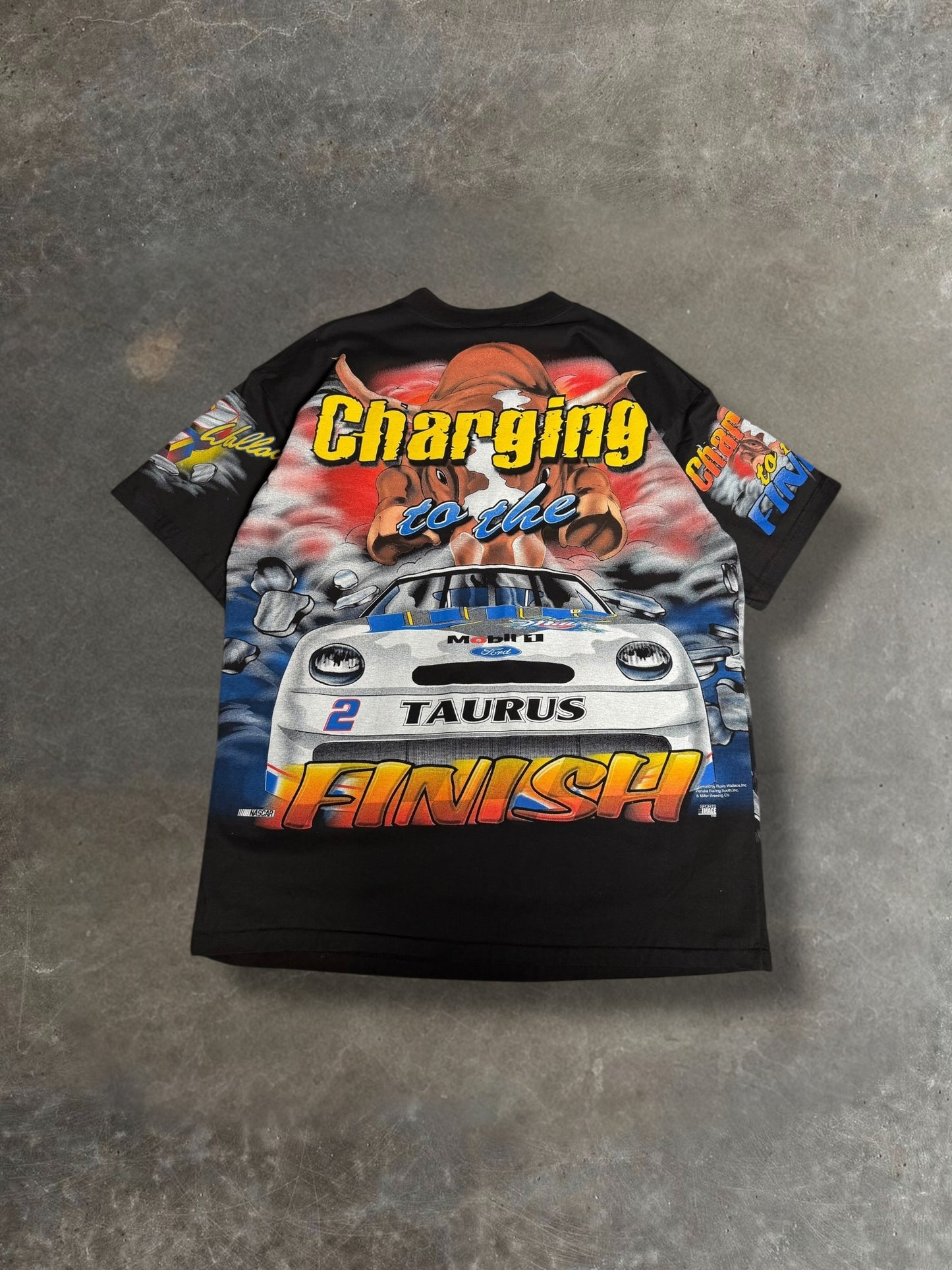 '90s Rusty Wallace Raging Bull AOP Nascar Tee Sz. XL