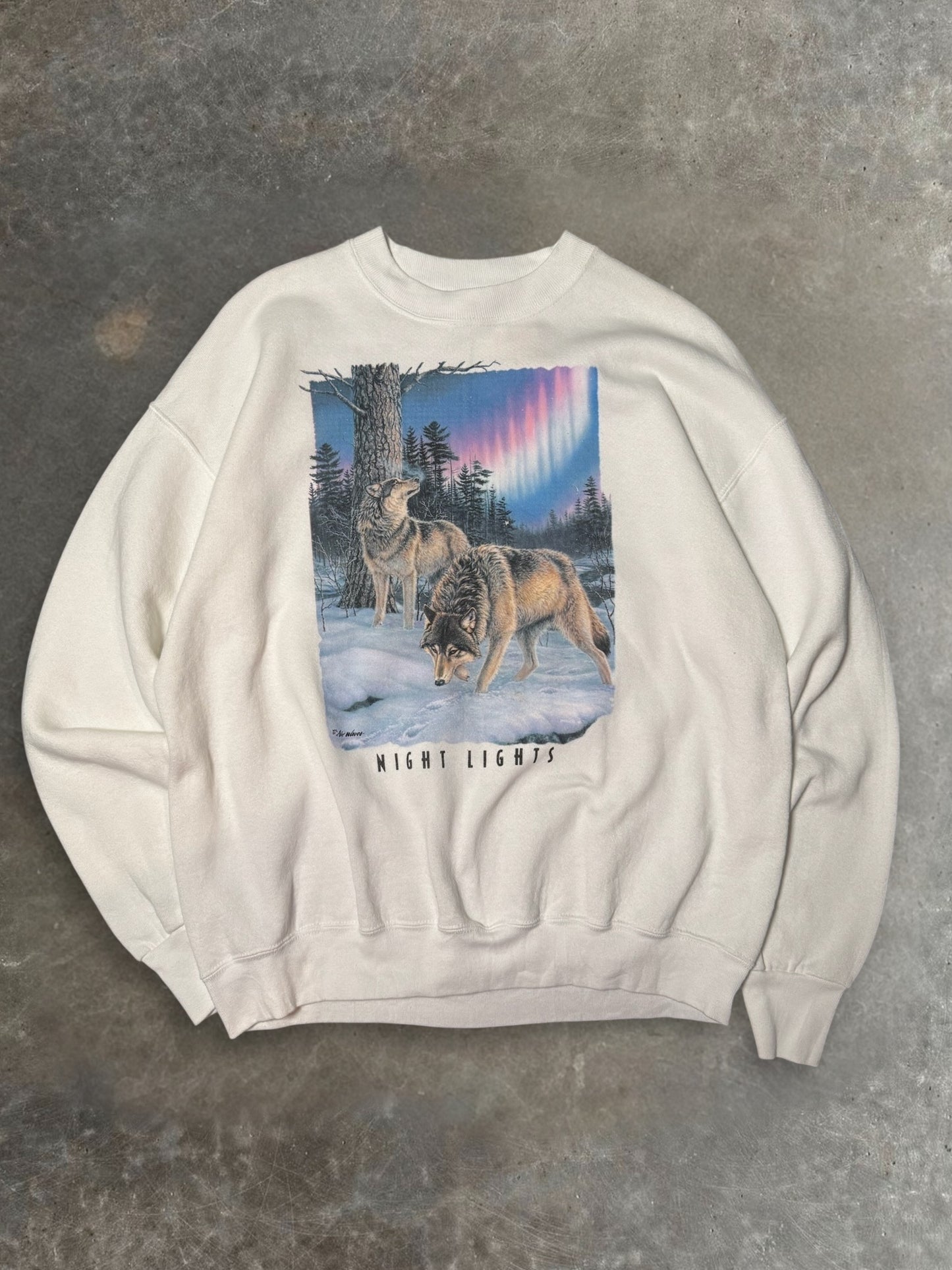 90s Wolves Night Lights Crewneck Sz. L