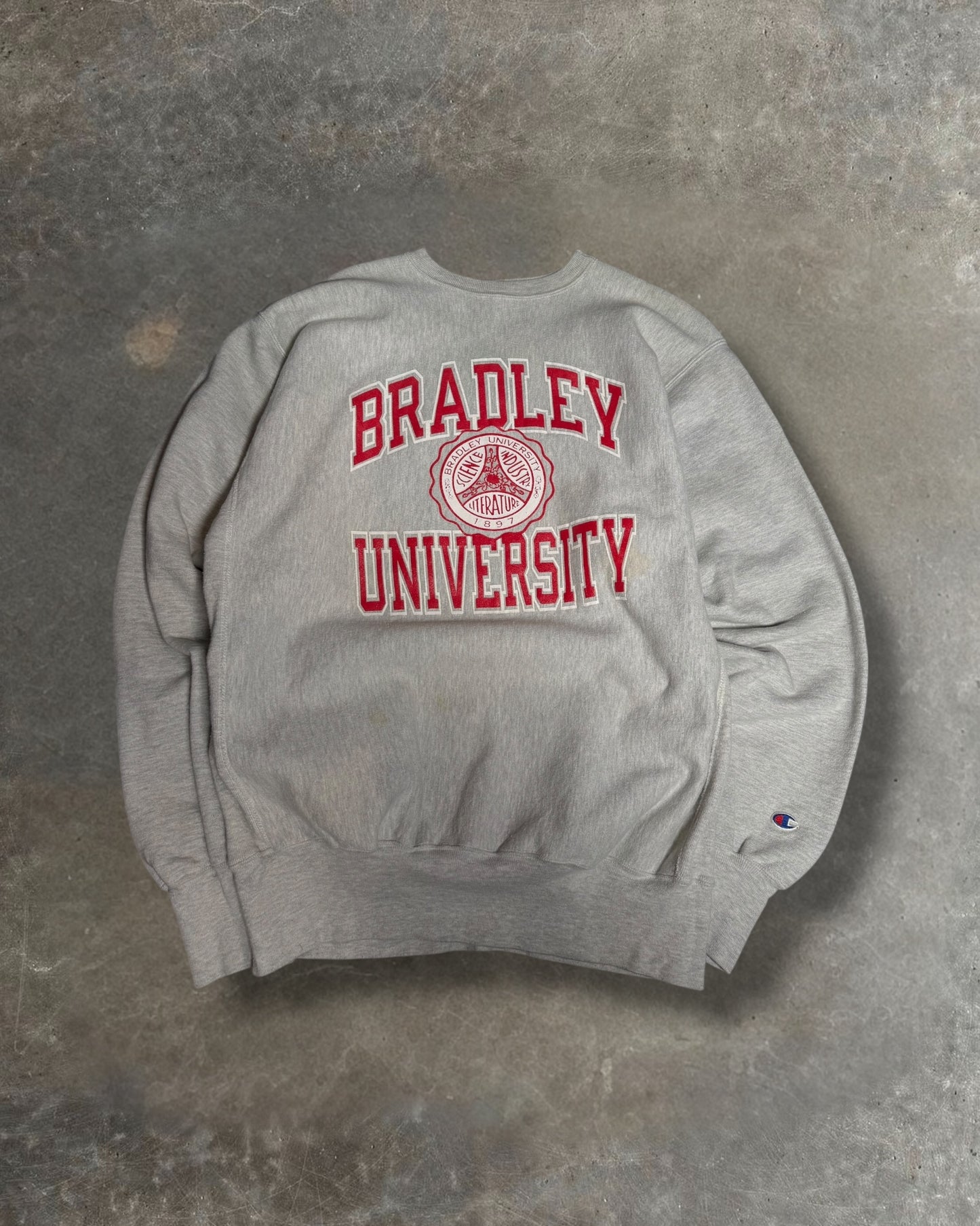 '90s Bradley University Champion Reverse Weave Crewneck Sz. XXL