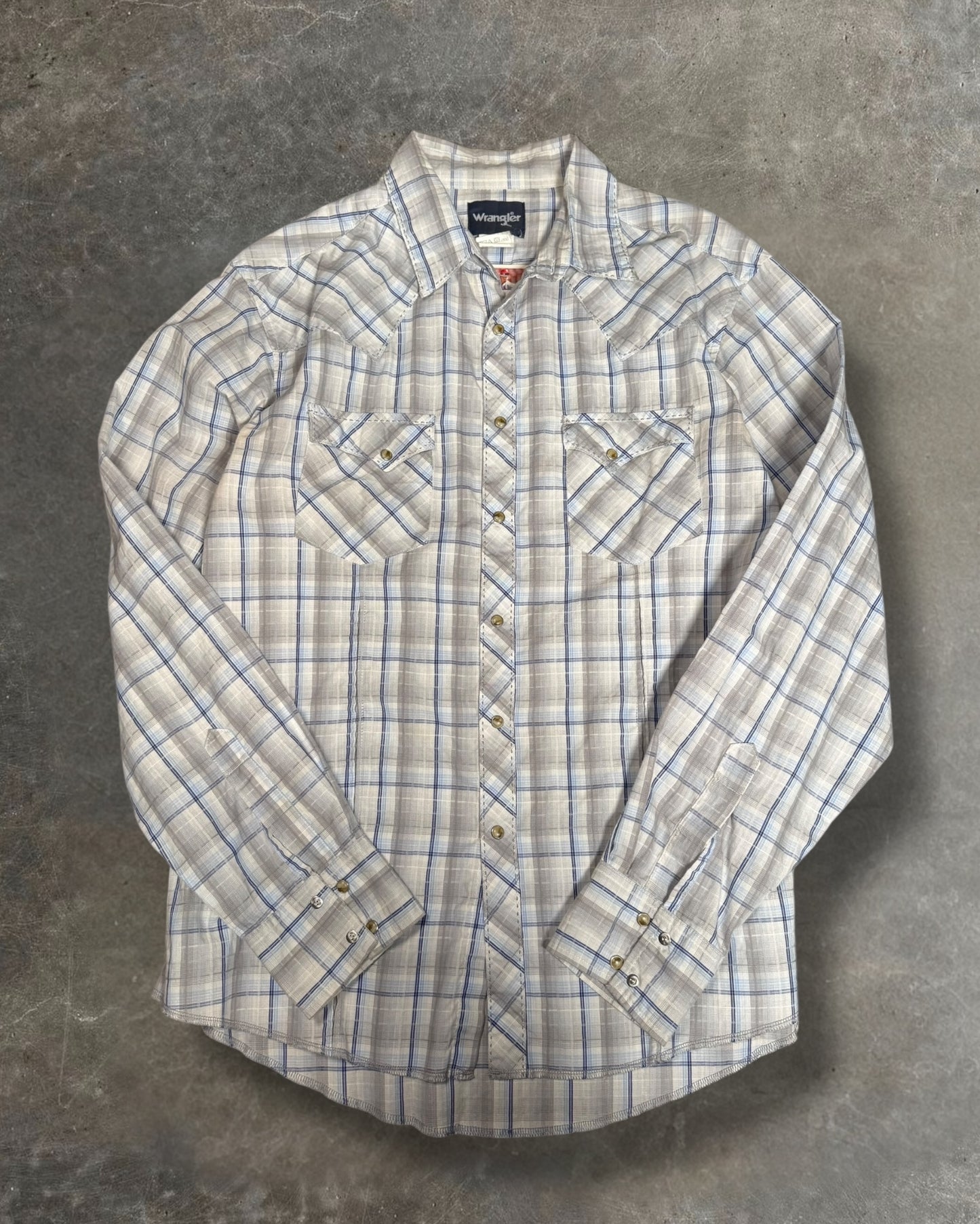 '90s Pearl Snap Wrangler Button Down Sz. L