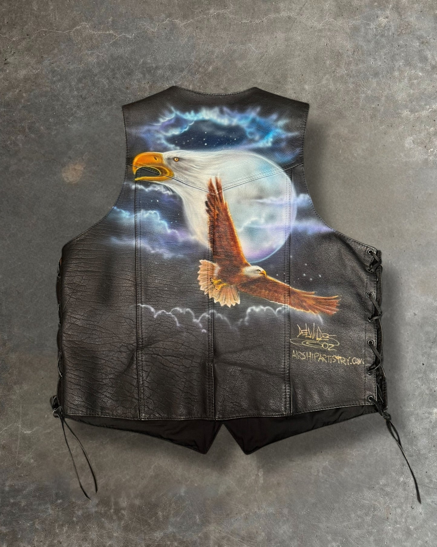'02 Eagle Airbrush Leather Vest Sz. L