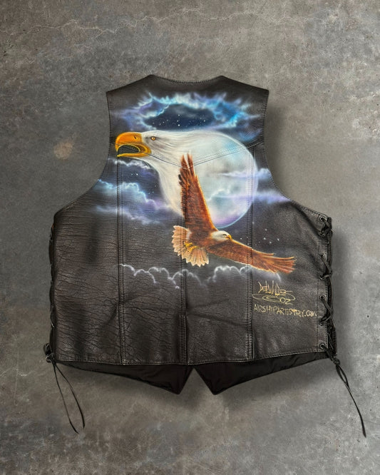 '02 Eagle Airbrush Leather Vest Sz. L
