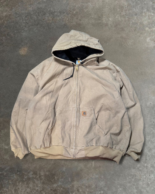 90s Beige Carhartt Hooded Jacket Sz. 2XL